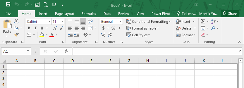 Ribbon Menu Home pada Microsoft Excel